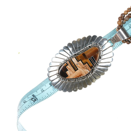 Cecil Ashley Navajo sterling tiger's Eye, Onyx, petrified wood pendant/necklace - Estate Fresh Austin