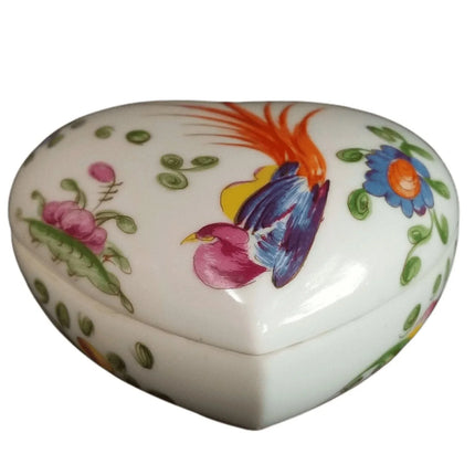 CHAMART Limoges Trinket Box Heart Shaped Bird of paradise and floral decoration - Estate Fresh Austin