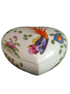 CHAMART Limoges Trinket Box Heart Shaped Bird of paradise and floral decoration - Estate Fresh Austin