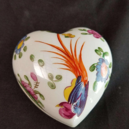 CHAMART Limoges Trinket Box Heart Shaped Bird of paradise and floral decoration - Estate Fresh Austin