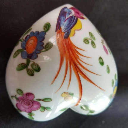 CHAMART Limoges Trinket Box Heart Shaped Bird of paradise and floral decoration - Estate Fresh Austin