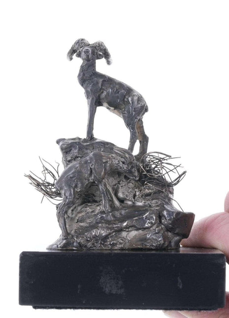 Charles M. Russell, Trigg Solid Sterling Silver Mountain Sheep Sculpture Limited - Estate Fresh Austin