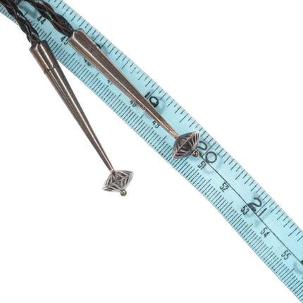 Chief Wolf Robe Hunt (1905-1977) Acoma silver Bolo tie with turquoise/Jasper heart - Estate Fresh Austin