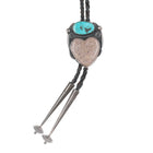 Chief Wolf Robe Hunt (1905-1977) Acoma silver Bolo tie with turquoise/Jasper heart - Estate Fresh Austin