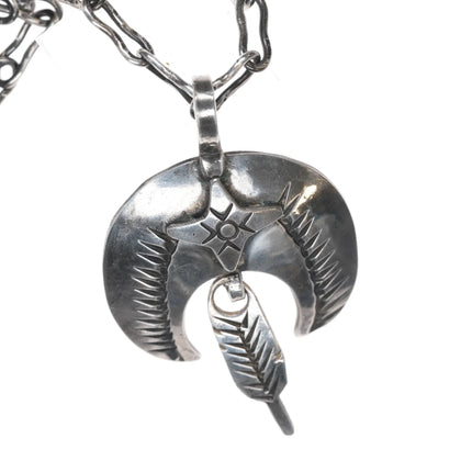 Chief Wolf Robe Hunt Acoma (1905-1977) silver necklace with pendant - Estate Fresh Austin