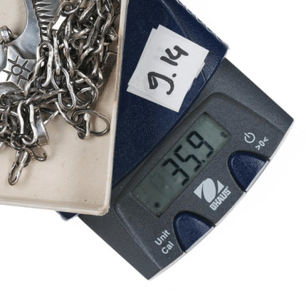 Chief Wolf Robe Hunt Acoma (1905-1977) silver necklace with pendant - Estate Fresh Austin