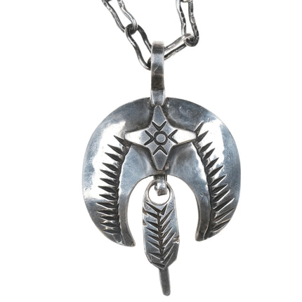 Chief Wolf Robe Hunt Acoma (1905-1977) silver necklace with pendant - Estate Fresh Austin