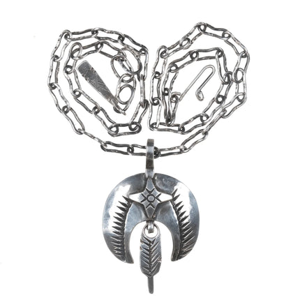 Chief Wolf Robe Hunt Acoma (1905-1977) silver necklace with pendant - Estate Fresh Austin