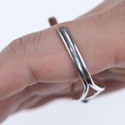 Childs Navajo Sterling turquoise bear claw shadowbox cuff bracelet - Estate Fresh Austin