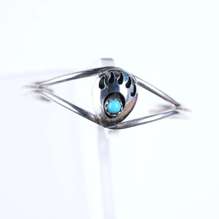 Childs Navajo Sterling turquoise bear claw shadowbox cuff bracelet - Estate Fresh Austin