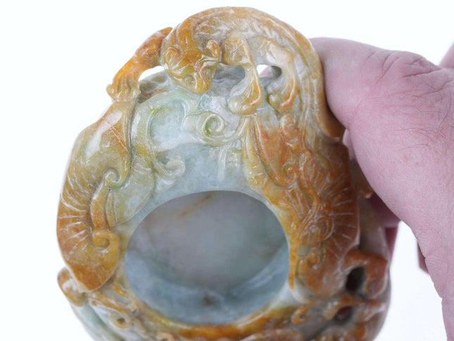 Chinese Carved Jadeite brush washer - Estate Fresh Austin