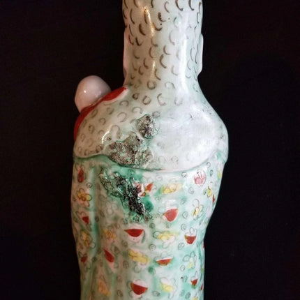 Chinese Famille Rose Fu Lu Shou Figure "Fu" 19th century Qing Dynasty 17.25" Res - Estate Fresh Austin