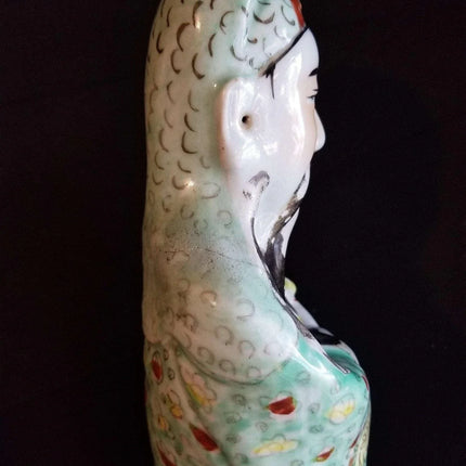 Chinese Famille Rose Fu Lu Shou Figure "Fu" 19th century Qing Dynasty 17.25" Res - Estate Fresh Austin