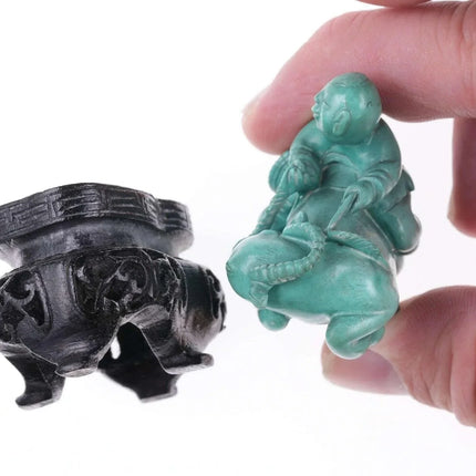 Chinese Republic period carved turquoise figure boy on water buffalo - Estate Fresh Austin