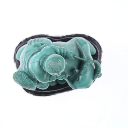 Chinese Republic period carved turquoise figure boy on water buffalo - Estate Fresh Austin