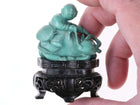 Chinese Republic period carved turquoise figure boy on water buffalo - Estate Fresh Austin
