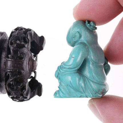 Chinese Republic period carved turquoise figure - Estate Fresh Austin