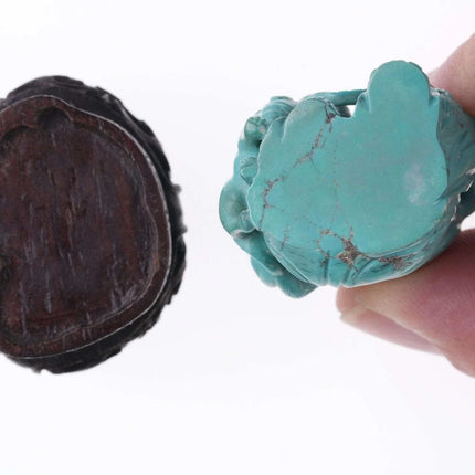 Chinese Republic period carved turquoise figure - Estate Fresh Austin