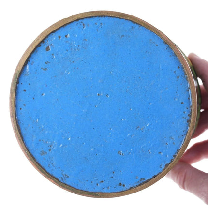 Chinese Republic Period cloisonne humidor with bronze foo lion handle - Estate Fresh Austin