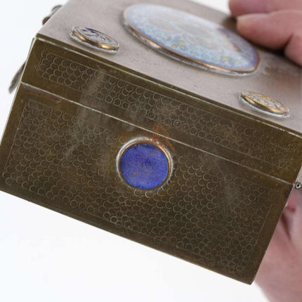 Chinese Republic Period Cloisonne mounted Brass Humidor - Estate Fresh Austin