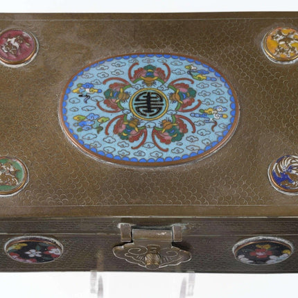 Chinese Republic Period Cloisonne mounted Brass Humidor - Estate Fresh Austin