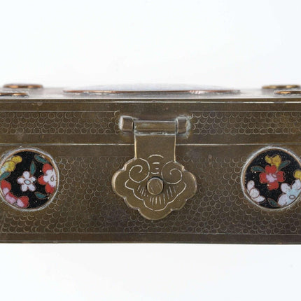 Chinese Republic Period Cloisonne mounted Brass Humidor - Estate Fresh Austin
