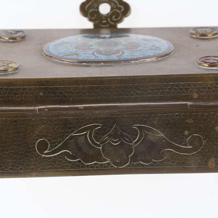 Chinese Republic Period Cloisonne mounted Brass Humidor - Estate Fresh Austin