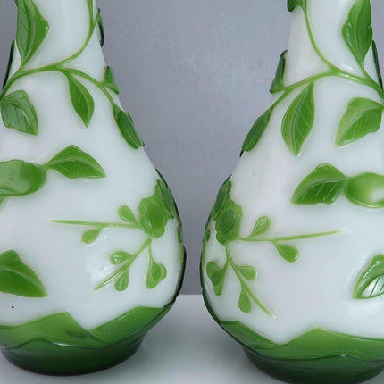 Chinese Republic Period Peking Glass Mirrored Pair Bud Vases - Estate Fresh Austin