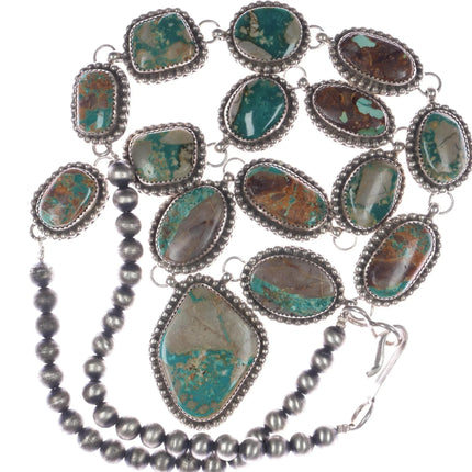 Chris Etsitty Navajo Sterling and chunky boulder turquoise necklace - Estate Fresh Austin
