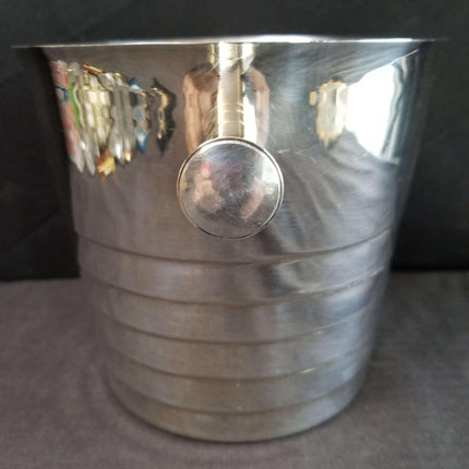 Christofle Folio Ice Bucket Geometric Design 5.5" tall x 6" wide without handles - Estate Fresh Austin