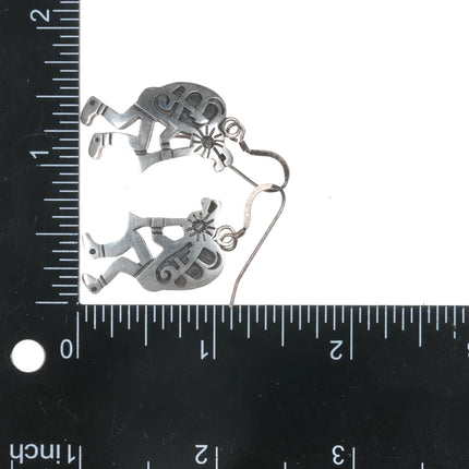 Clement Honie Hopi overlay sterling Kokopelli earrings - Estate Fresh Austin