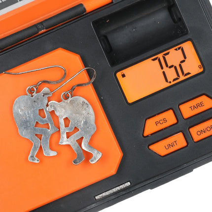 Clement Honie Hopi overlay sterling Kokopelli earrings - Estate Fresh Austin