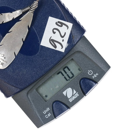 CM Navajo Delgarito Shop Sterling double Feather pendant - Estate Fresh Austin