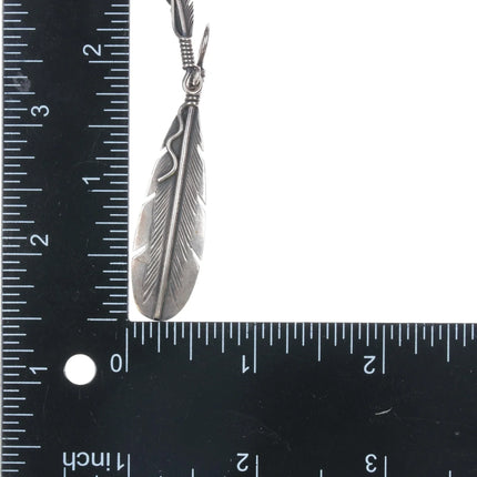CM Navajo Delgarito Shop Sterling double Feather pendant - Estate Fresh Austin