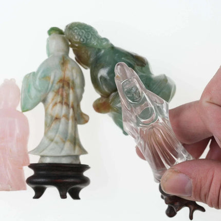 Collection of Antique Chinese Republic period Carved Jade, rose quartz, and rock - Estate Fresh Austin