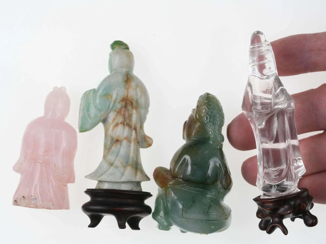 Collection of Antique Chinese Republic period Carved Jade, rose quartz, and rock - Estate Fresh Austin