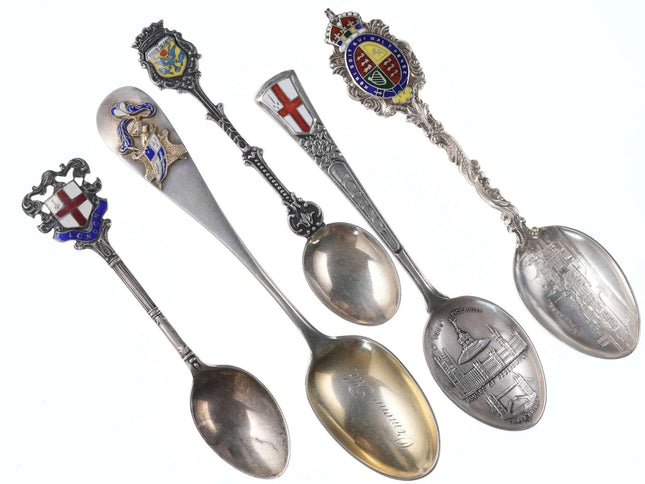 Collection sterling Enamel souvenir spoons from everywhere - Estate Fresh Austin