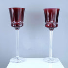 Cristal De Sevres red Segovie T-298 Wine Hocks Pair French Cut Crystal Goblets - Estate Fresh Austin