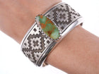 6.875 Dan Jackson (1944-2022) Navajo rug tufa cast bracelet with Ajax turquoise - Estate Fresh Austin