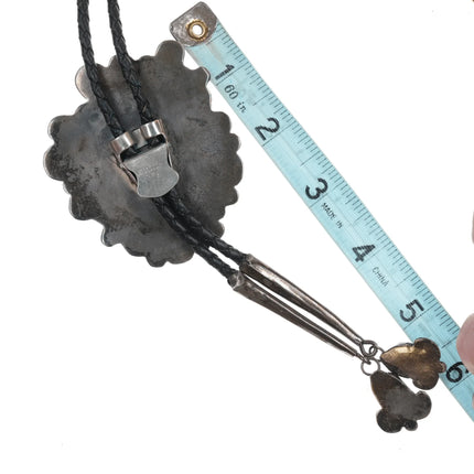 Dan Simplicio (1917-1969) silver, turquoise and branch coral bolo tie - Estate Fresh Austin