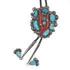 Dan Simplicio (1917-1969) silver, turquoise and branch coral bolo tie - Estate Fresh Austin