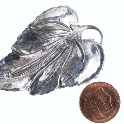 Danecraft Sterling leaf brooch pin - Estate Fresh Austin