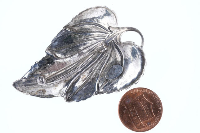 Danecraft Sterling leaf brooch pin - Estate Fresh Austin