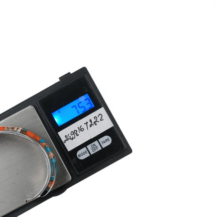 6.5" Daniel Coriz Santo Domingo inlaid silver cuff bracelet - Estate Fresh Austin