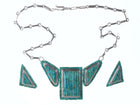 Danny J Stewart Sterling Cobblestone turquoise inlay necklace and earrings - Estate Fresh Austin