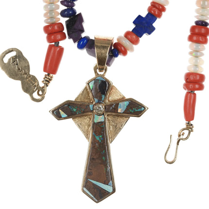 Danny Romero Yaqui (1954-2018) 14k Gold Diamond, Tanzanite, Opal, sugilite Necklace - Estate Fresh Austin