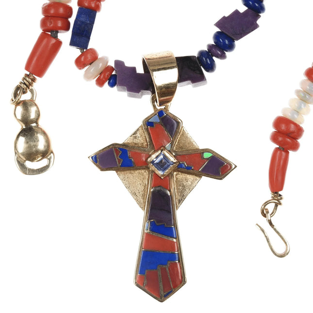 Danny Romero Yaqui (1954-2018) 14k Gold Diamond, Tanzanite, Opal, sugilite Necklace - Estate Fresh Austin