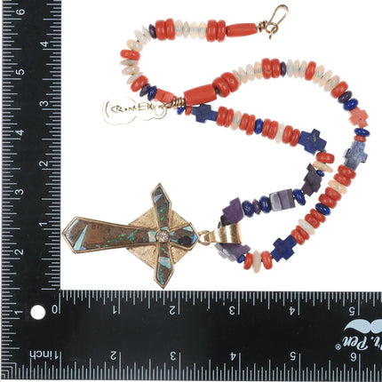 Danny Romero Yaqui (1954-2018) 14k Gold Diamond, Tanzanite, Opal, sugilite Necklace - Estate Fresh Austin