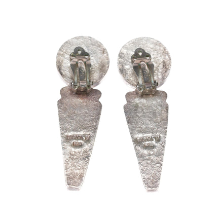 Darla Nordstrom large Sterling Jasper, and agate clip - on earrings - Estate Fresh Austin