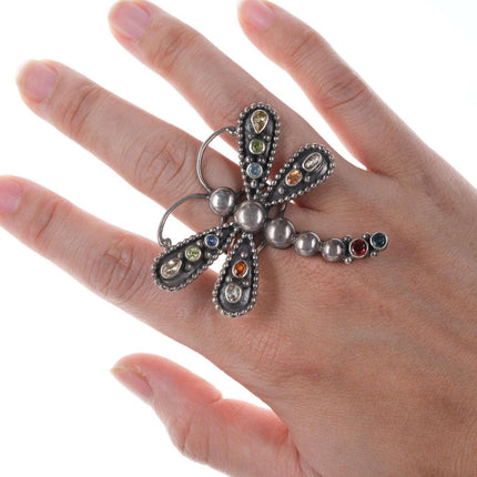 Darrin Livingston Navajo Sterling Semi - precious Gem Dragonfly ring - Estate Fresh Austin